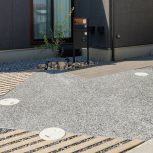 ひし形の洗い出しコンクリート｜外構デザインならアイムの庭（エスティナ岡山）